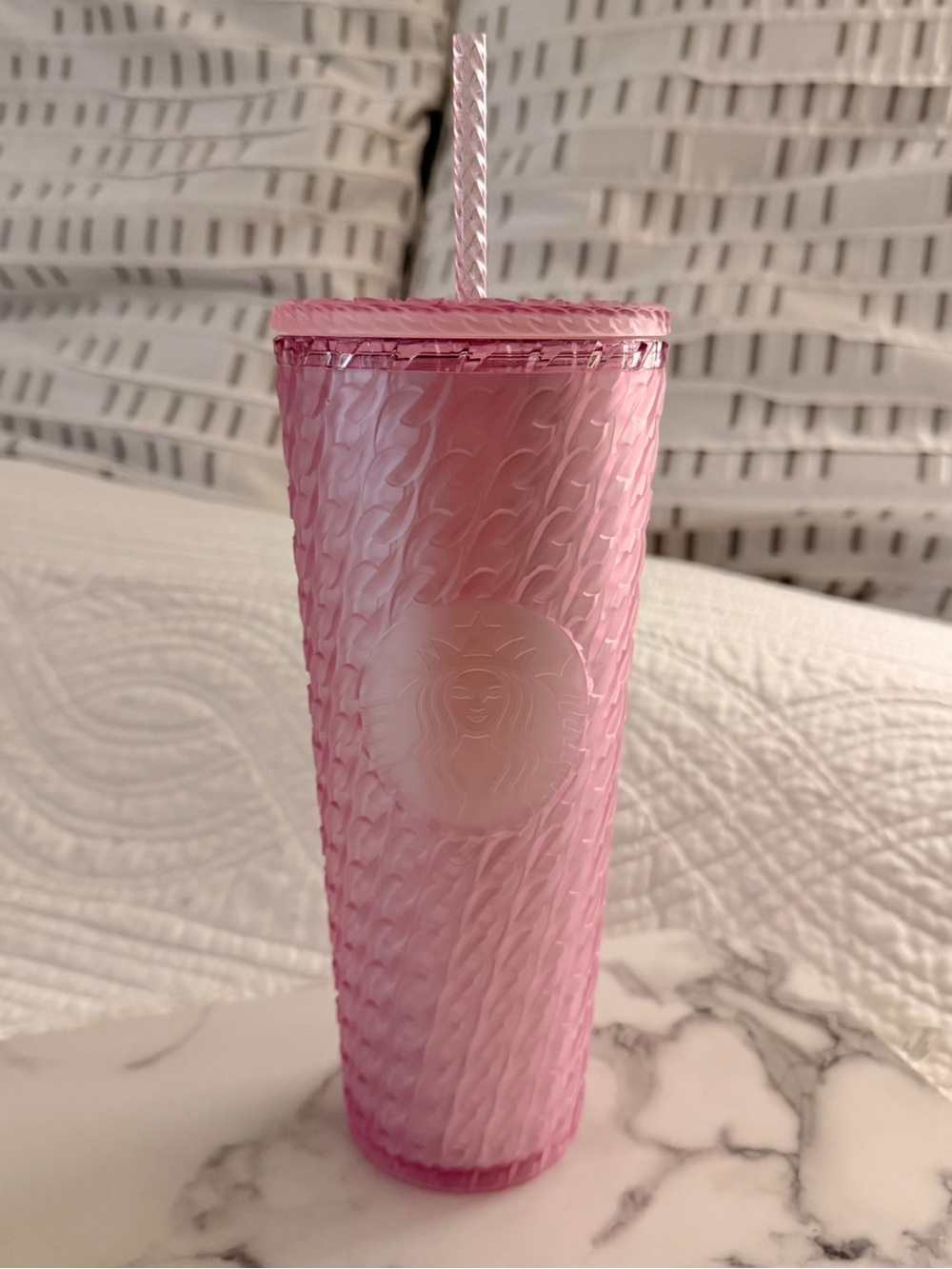 Pink Textured Starbucks Tumbler with Straw NWOT